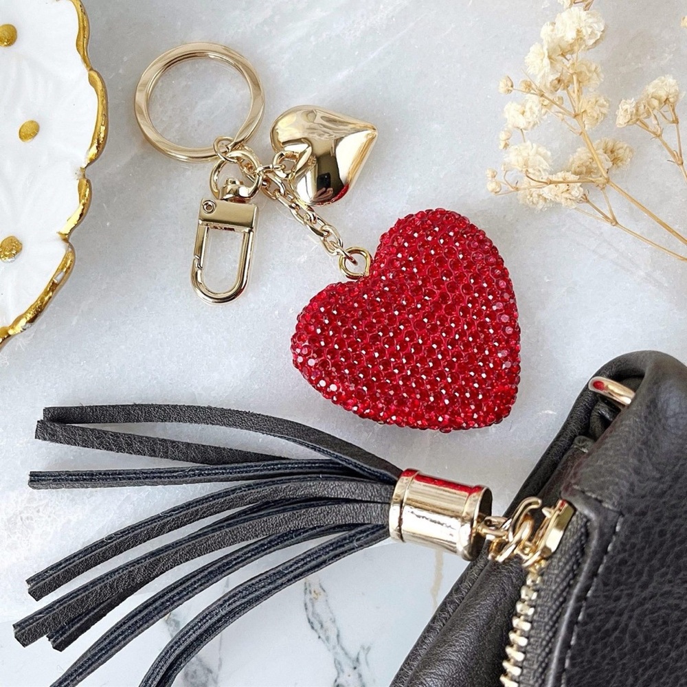 NEW PARK LANE “SWEETHEART” PURSE CHAIN BNIB!!! Red Heart Crystal Keychain - Picture 4 of 8
